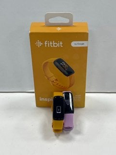 2 X FITBIT INSPIRE 3 HEALTH & FITNESS TRACKER IN BLACK/YELLOW/LILAC: MODEL NO FB424 (WITH STRAPS & CHARGING CABLES) [JPTM124421]