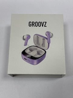 GROOVZ TRUE WIRELESS EAR BUDS WITH DIGITAL CHARGING CASE EARPHONES (ORIGINAL RRP - £60) IN LAVENDER: MODEL NO TWS01 (WITH BOX & ALL ACCESSORIES) [JPTM124690]