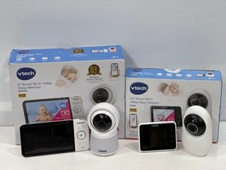 2 X VTECH 5" SMART AND 2.8" SMART WI-FI 1080P VIDEO BABY MONITORS (WITH BOXES AND POWER ADAPTERS) [JPTM124844]