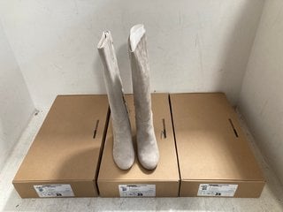 3 X WOMENS FAUX LEATHER BOOTS IN GREY SIZE: 3, 4.5 AND 6 RRP - £120: LOCATION - H14