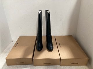 3 X WOMENS FAUX LEATHER BOOTS IN BLACK SIZE: 4 AND 4.5 RRP - £120: LOCATION - H14