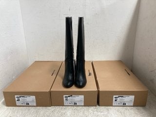 3 X WOMENS FAUX LEATHER BOOTS IN BLACK SIZE: 8 AND 11 RRP - £120: LOCATION - H16