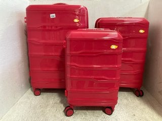 SET OF 3 LARGE HARDSHELL TRAVEL SUITCASE IN RED: LOCATION - G14