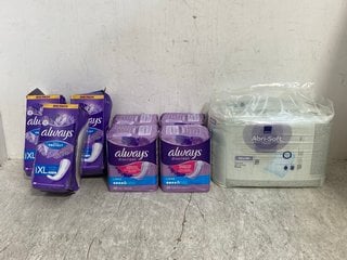 7 X ALWAYS DAILY PROTECT SANITARY TOWELS TO INCLUDE ABENA ABRI SOFT INCONTINANCE PANTS: LOCATION - G13