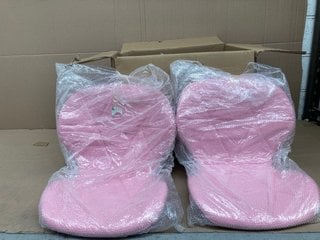 SET OF 2 METAL BASE WHEELED OFFICE CHAIRS IN PINK: LOCATION - G10