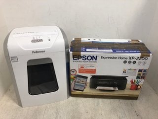 2 X ASSORTED ITEMS TO INCLUDE FELLOWES PAPER SHREDDER, EPSON EXPRESSION HOME XP - 2200 HOME PRINTER: LOCATION - G0