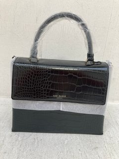 TED BAKER CROC EFFECT TOP HANDLE LARGE BAG IN BLACK RRP - £119: LOCATION - F11