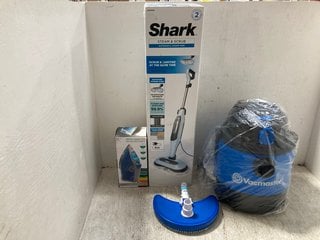 4 X ASSORTED HOUSE HOLD ITEMS TO INCLUDE SHARK STEAM AND SCRUB AUTOMATIC STEAM MOP: LOCATION - H2