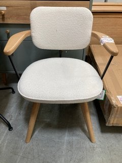 JOHN LEWIS & PARTNERS SOREN OFFICE CHAIR IN WHITE BOUCLE AND LIGHT OAK FINISH - RRP £449: LOCATION - B8