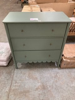 JOHN LEWIS & PARTNERS HEM 3 DRAWER CHEST IN SAGE GREEN - RRP £399: LOCATION - B9