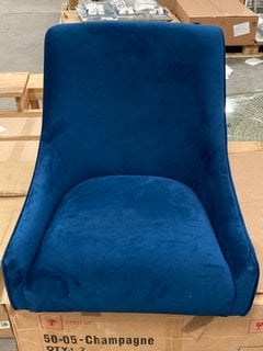 GIOVANI DINING CHAIR IN PLUSH BLUE VELVET AND CHROME LEGS: LOCATION - A5