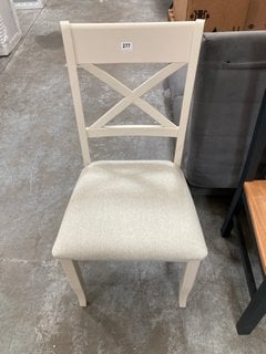 WINCHESTER CROSS BACK STYLE DINING CHAIR IN IVORY AND NATURAL FABRIC: LOCATION - C4