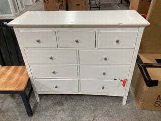 HASTINGS 9 DRAWER CHEST IN WHITE AND SILVER NICKEL FINISH: LOCATION - C4