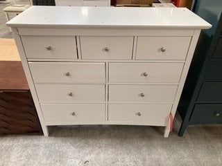 HASTINGS 9 DRAWER CHEST IN WHITE AND SILVER NICKEL FINISH: LOCATION - C4