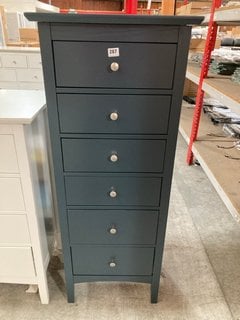 HASTINGS 6 DRAWER TALLBOY CHEST IN SLATE BLUE FINISH: LOCATION - C4