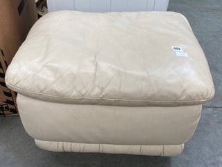 VINTAGE STYLE SMALL RECTANGULAR FOOTSTOOL IN VINTAGE CREAM LEATHER: LOCATION - D7