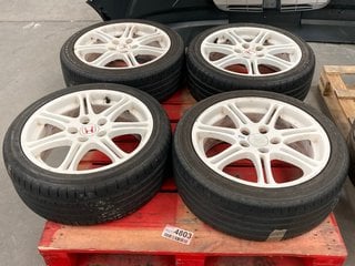 SET OF 4 HONDA CIVIC TYPE R 17" 5 STUD ALLOY WHEELS IN WHITE COMPLETE WITH TYRES - RRP £1120: LOCATION - A4