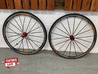 PAIR OF MAVIC RACING STYLE ROAD BIKE WHEEL RIMS WITH CONTINENTAL GATOR SKIN TYRES - COMBINED RRP £1800: LOCATION - A9