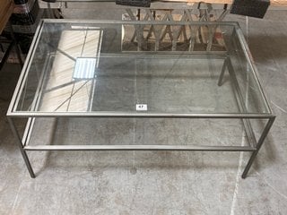 LOAF.COM WOLFIE COFFEE TABLE IN IRON FRAME WITH CLEAR GLASS TOP - RRP £475: LOCATION - B4