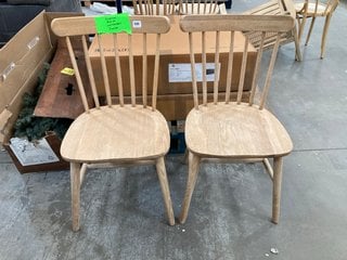 PAIR OF LOAF.COM NATTERBOX DINING CHAIR IN LIGHT OAK FINISH - RRP £560: LOCATION - A2