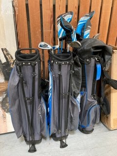 3 X MACGREGOR JUNIOR GOLF CLUB & BAGS SETS IN BLACK/BLUE: LOCATION - A5