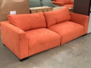 JOHN LEWIS & PARTNERS EXTRA LARGE 4 SEATER MODULAR STYLE SPLIT SOFA IN BURNT ORANGE FABRIC: LOCATION - D7