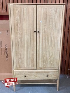 LOAF.COM 2 DOOR 1 DRAWER DOUBLE WARDROBE IN LIGHT OAK - RRP £1995: LOCATION - B5