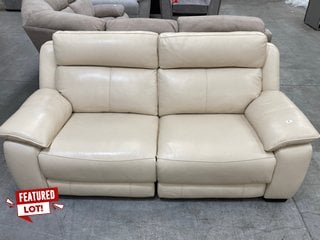 STARLIGHT EXPRESS LARGE 3 SEATER POWER RECLINER LEATHER SOFA IN CREAM - RRP £3345: LOCATION - B2