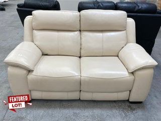 STARLIGHT EXPRESS MEDIUM 2 SEATER POWER RECLINER LEATHER SOFA IN CREAM - RRP £2545: LOCATION - B2