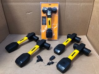 5 X T-BAR STEERING LOCKS WITH ALARMS: LOCATION - BR8