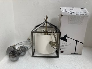 3 X ASSORTED LIGHTING ITEMS TO INCLUDE JOHN LEWIS & PARTNERS BALANCE ARM TABLE LAMP IN BLACK: LOCATION - BR10