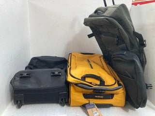 3 X ASSORTED SUITCASES TO INCLUDE SAMSONITE DUFFLE MEDIUM SUITCASE IN YELLOW: LOCATION - BR10