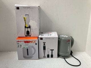 4 X ASSORTED KITCHEN ITEMS TO INCLUDE JOHN LEWIS & PARTNERS HAND BLENDER WITH MULTIPLE ACCESSORIES: LOCATION - BR12