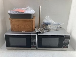 QTY OF ASSORTED KITCHEN ITEMS TO INCLUDE JOHN LEWIS & PARTNERS 20L MICROWAVE IN SILVER 800W: LOCATION - BR12