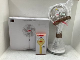 3 X ASSORTED HOUSEHOLD FANS TO INCLUDE JOHN LEWIS & PARTNERS 16 INCH 2-IN-1 DESK AND PEDESTAL FAN IN WHITE: LOCATION - BR12