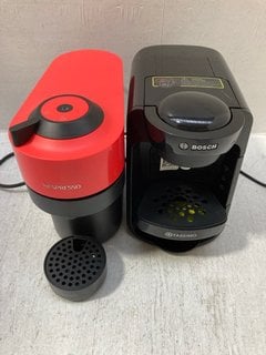 BOSCH TASSIMO POD COFFEE MACHINE IN BLACK TO INCLUDE NESPRESSO VERTUO POP COFFEE MACHINE IN RED: LOCATION - AR6