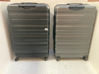 2 X JOHN LEWIS & PARTNERS LARGE 4-WHEEL HARD SHELL SUITCASES IN BLACK AND GREY: LOCATION - AR6