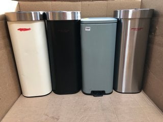 4 X ASSORTED KITCHEN BINS TO INCLUDE JOHN LEWIS & PARTNERS TOUCH TOP 40L BIN IN STONE: LOCATION - AR3