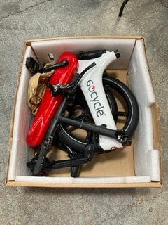 GOCYCLE ELECTRIC FOLDING BIKE IN WHITE/RED RRP £2899: LOCATION - A6