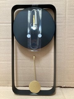 METAL PENDULUM STYLE WALL CLOCK IN BLACK AND GOLD - RRP £60: LOCATION - BR5