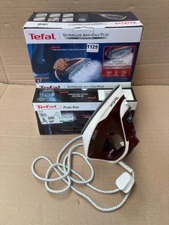 QTY OF ASSORTED STEAM IRONS TO INCLUDE TEFAL ULTRAGLIDE ANTI CLAC PLUS STEAM IRON: LOCATION - BR2