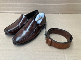 2 X ASSORTED JOHN LEWIS & PARTNERS ITEMS TO INCLUDE PAIR OF CORNELL LOAFER MENS SHOES IN BROWN : SIZE 10 UK: LOCATION - BR1