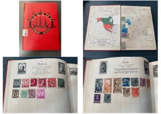 A NELSON VINTAGE STAMP ALBUM AND CONTENTS: LOCATION - CR