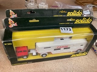 3 X SOLIDO VINTAGE DIECAST CIRCUS VEHICLES, BOXED: LOCATION - CR