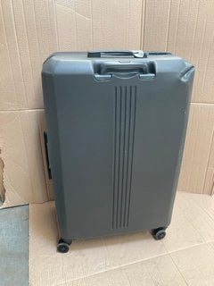 JOHN LEWIS & PARTNERS LARGE HARD SHELL STYLE WHEELED SUITCASE IN DARK GREY FINISH: LOCATION - BR10