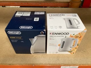 DELONGHI ICONA VINTAGE 1.7L KETTLE IN STAINLESS STEEL TO ALSO INCLUDE KENWOOD ABBEY LUX COLLECTION 1.7L KETTLE IN WHITE: LOCATION - BR13