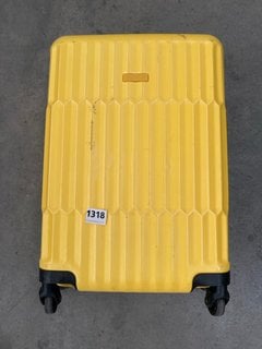 JOHN LEWIS & PARTNERS SMALL HARD SHELL STYLE WHEELED SUITCASE IN YELLOW: LOCATION - BR8