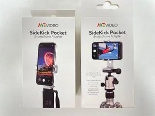 2 X BENRO MEVIDEO SIDEKICK POCKET SMARTPHONE ADAPTERS (ORIGINAL RRP - £80) IN BLACK: MODEL NO BMSPKTBLK (WITH BOX & ALL ACCESSORIES, UNUSED RETAIL) [JPTM124758] THIS PRODUCT IS FULLY FUNCTIONAL AND I