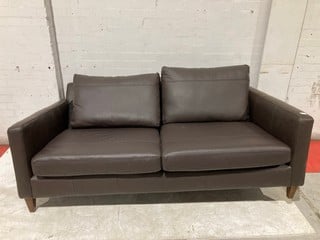 JOHN LEWIS BROWN LEATHER 2 SEATER SOFA