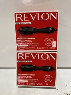 2 X REVLON NEW SMALLER BRUSH ONE-STEP VOLUMISER BLACK/PINK TOTAL RRP £112